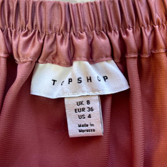 TOPSHOP DARK BLUSH PINK SATIN TIERED MIDI SKIRT, SIZE 4 - Picture 3 of 6